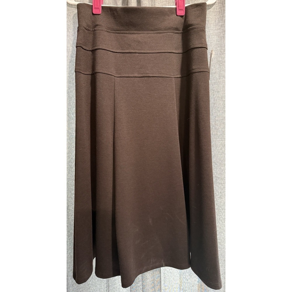 Roz & Ali Elastic Waist Pull On Flare Brown Basic Skirt Woman's Size Small NWT